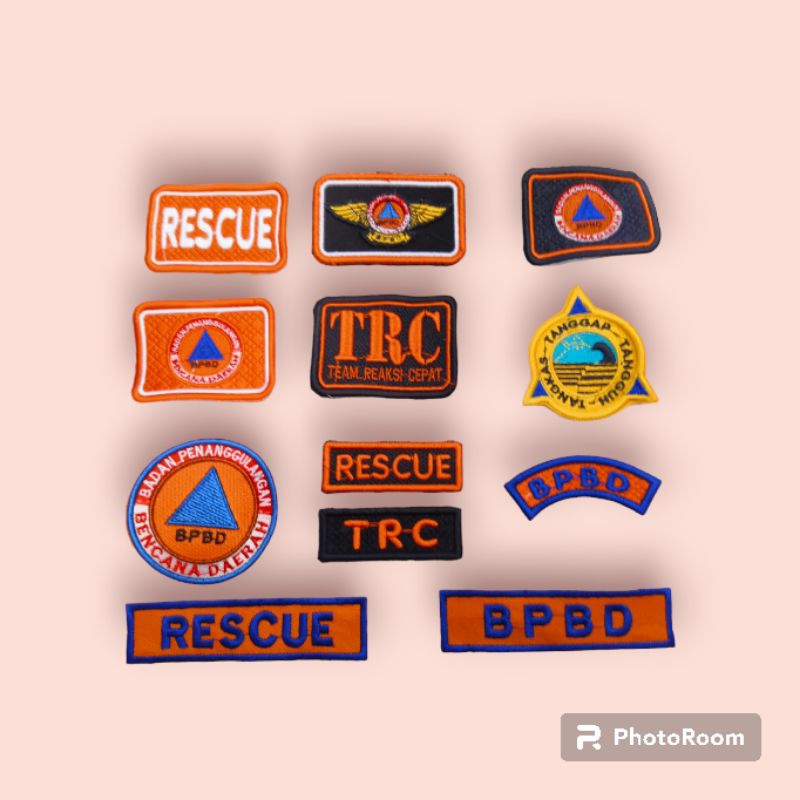 BET BADGE LOGO BORDIR BPBD RESCUE TRC