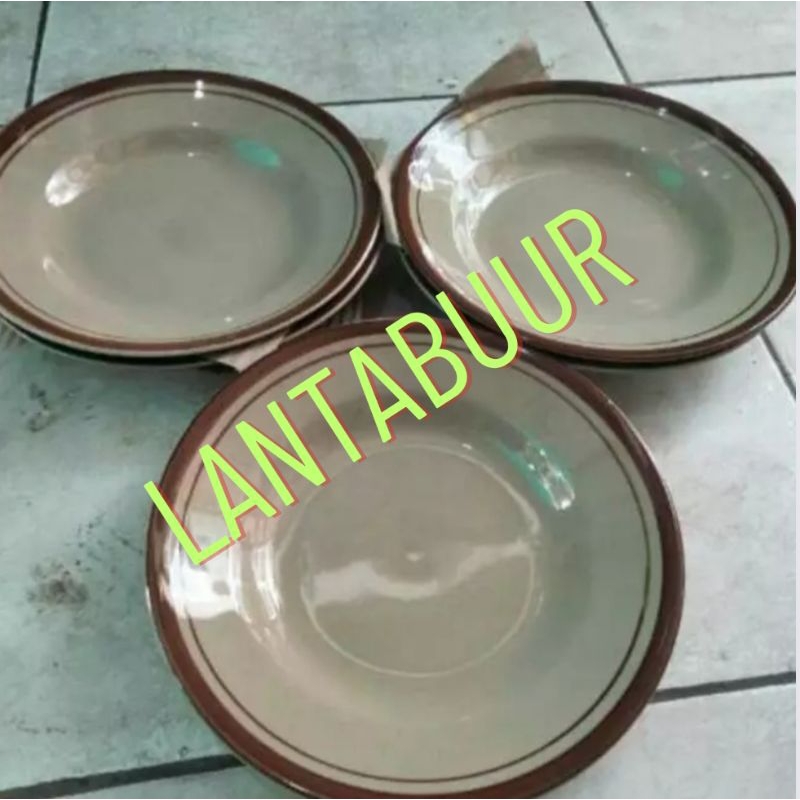 PIRING KERAMIK COKLAT MAKAN // PIRING KERAMIK LIST COKLAT// PIRING MAKAN COKLAT MERK LUCKY