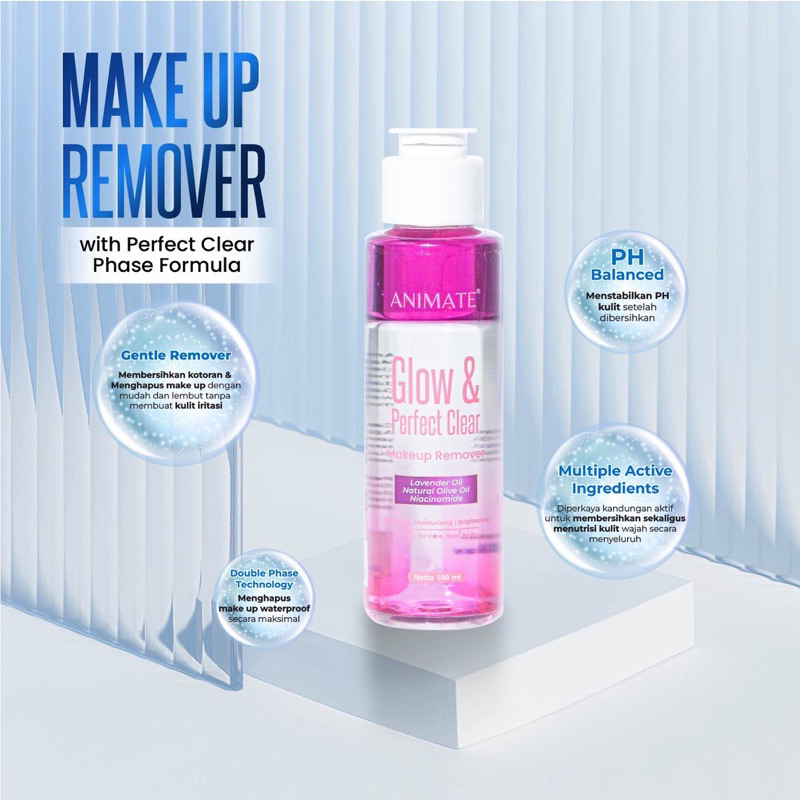 Animate Glow & Perfect Clear Makeup Remover 100 ML Pembersih Make Up Animet Skincare