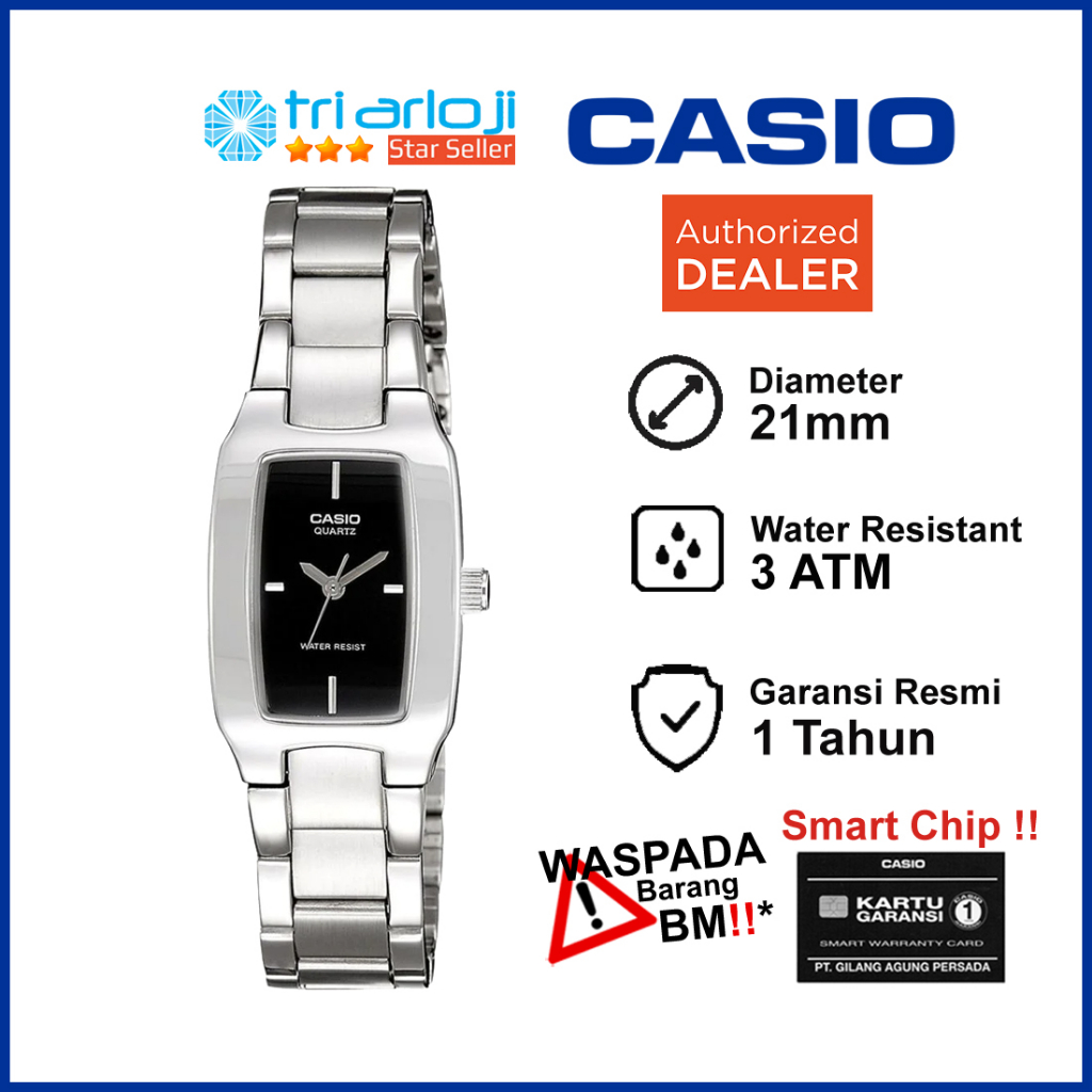 CASIO LTP-1165A-1CDF Jam Tangan Wanita Analog Stainless Putih Hitam LTP-1165A-1C LTP1165A