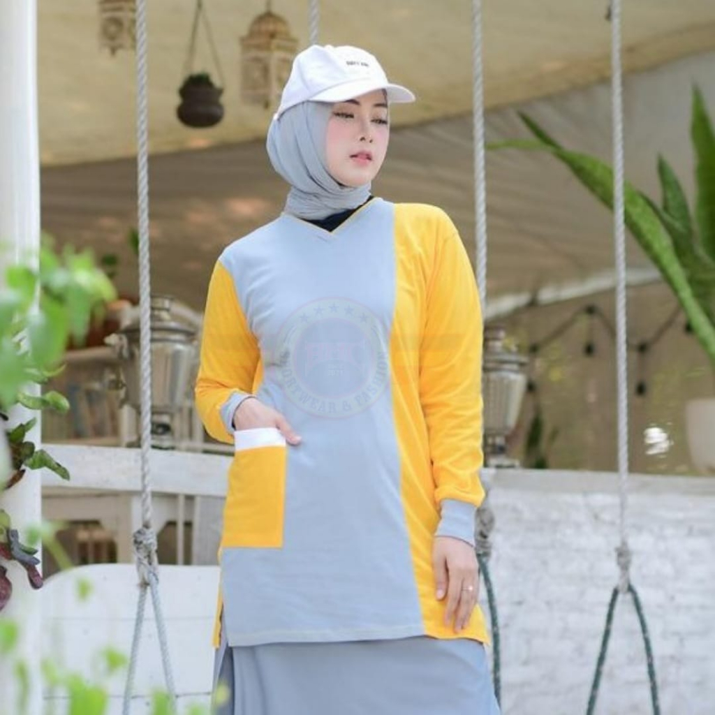 ATASAN TUNIK WANITA MUSLIMAH / BAJU OLAHRAGA MODEL TUNIK WANITA / SERAGAM SENAM MODEL TUNIK