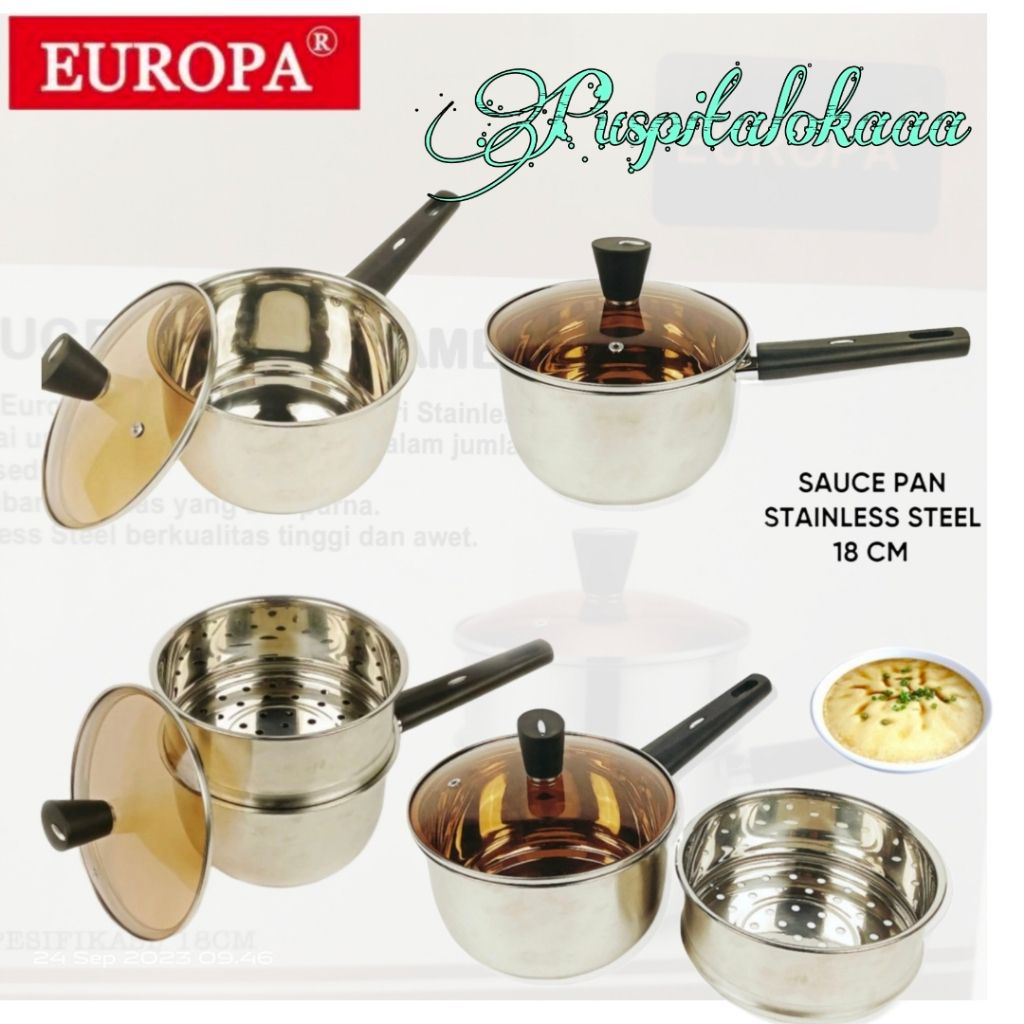 EUROPA SAUCE PAN STAINLESS 18 CM | SAUCE PAN STAINLESS TEBAL 18 CM