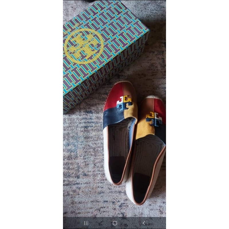 preloved TB shoes logo patchwork flat espadrilles