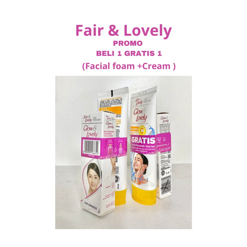 Fair & Lovely / Glow Lovely Cream Facial Foam VITAMIN C (KUNING) (Paket BUNDLING fair & lovely )