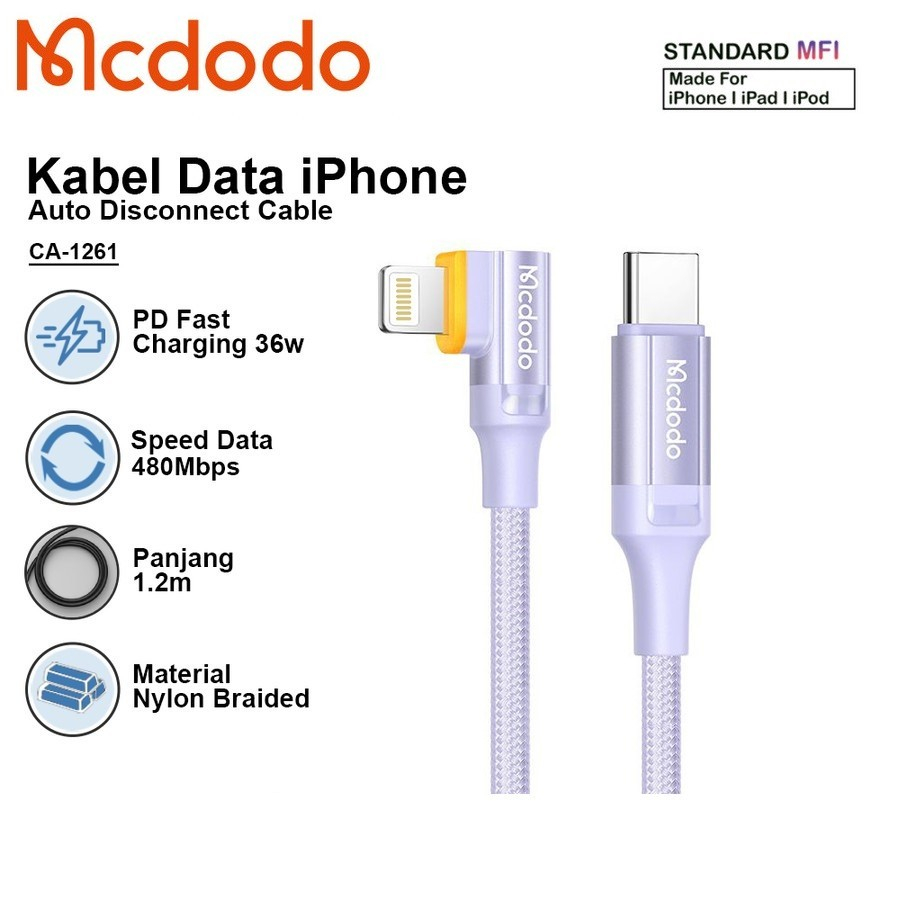 MCDODO Kabel Charger MFI Iphone CA-1261 USB Fast Charging