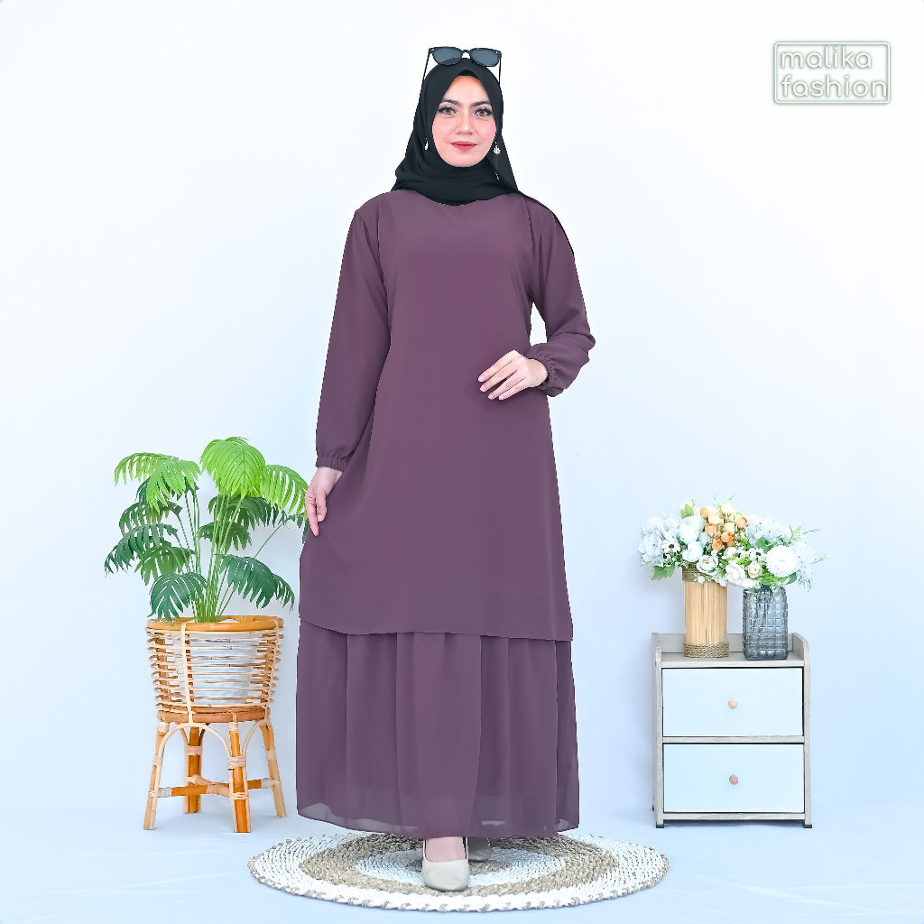 Gamis Malaysia Wanita Dress Muslimah Dewasa Ukuran Jumbo Big Size LD 120 Baju Kurung Melayu Model Te