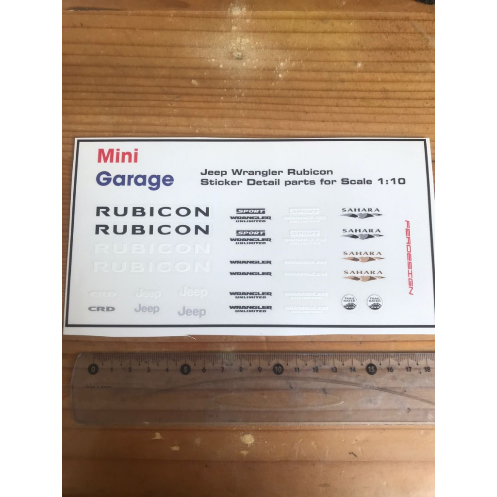 Sticker detailing RC Jeep Wrangler Rubicon skala 1:10