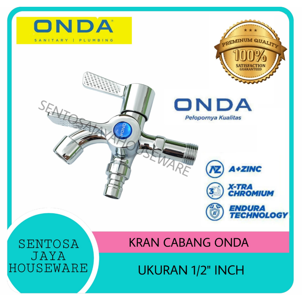 KRAN CABANG ONDA 1/2 - KRAN AIR DOUBLE CABANG SHOWER ONDA - KRAN CABANG MESIN CUCI ONDA