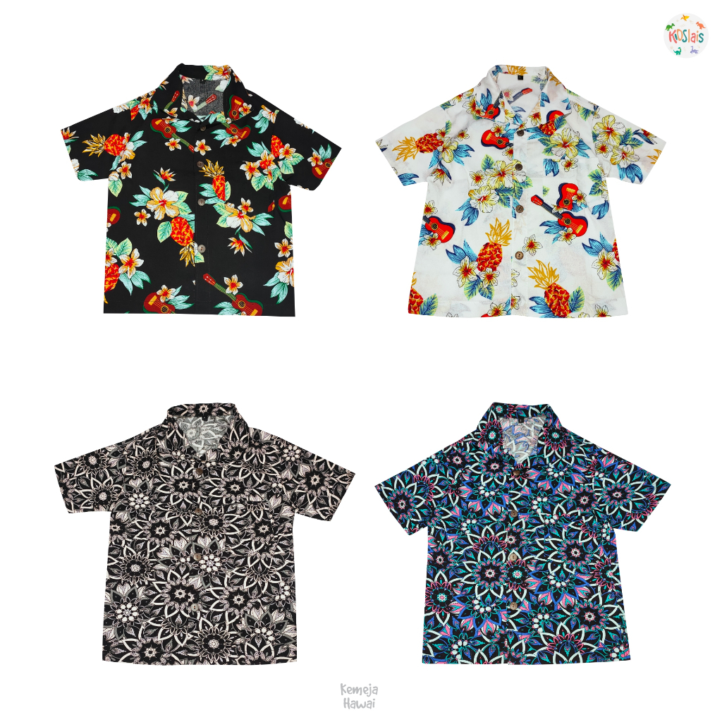 Kemeja katun rayon anak kemeja hawai anak laki laki usia 1 - 6 tahun