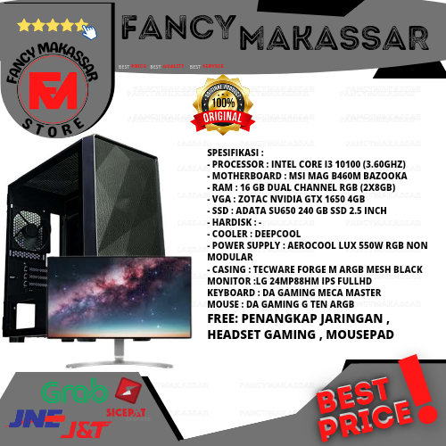 PC GAMING SECOND | CORE I3 GEN 10 | VGA GTX 1650 4GB | RAM 16 GB | SSD 2.5 INCH | FANCY_MAKASSAR