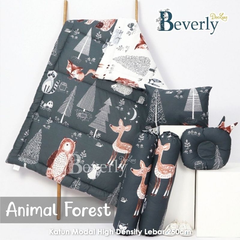 Katun Lokal Original Grade 1 kain Sprei meteran bahan Beverly Deluxe motif Animal Forest