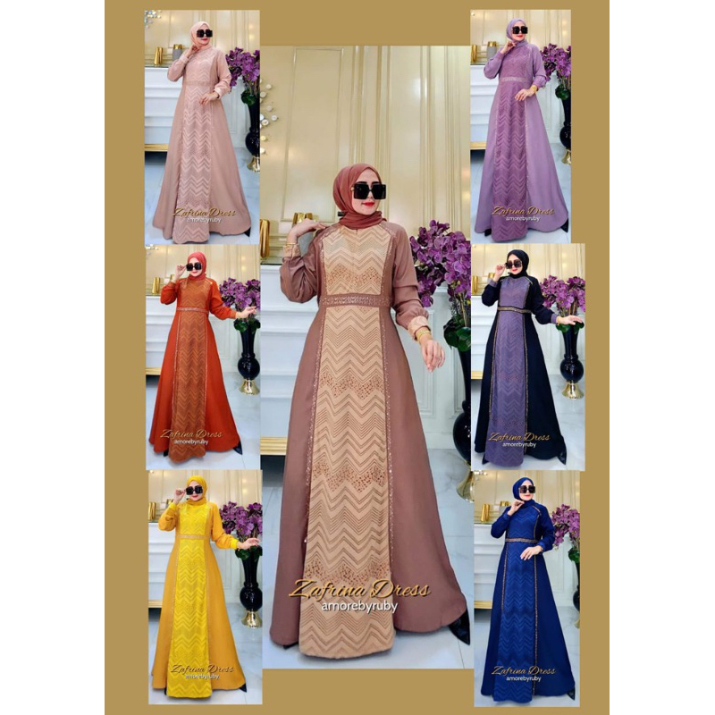 ZAFRINA LACE AMORE BY RUBY GAMIS BRUKAT IMPORT TILE KONDANGAN KEKINIAN JUMBO