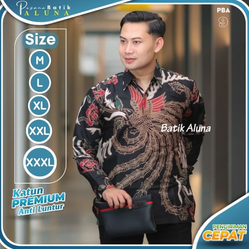Batik Pria Modern Lengan Panjang Katun Premium Full Lapis Furing Motif Kombinasi Warna Kekinian Ukur