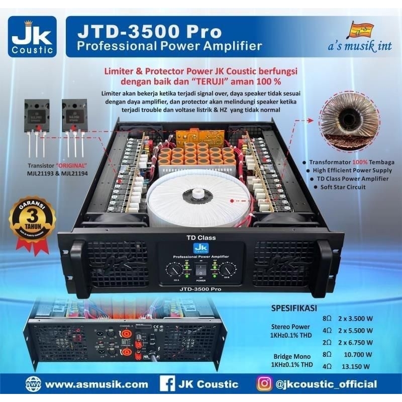 power amplifier JK COUSTIC class TD type JTD3500