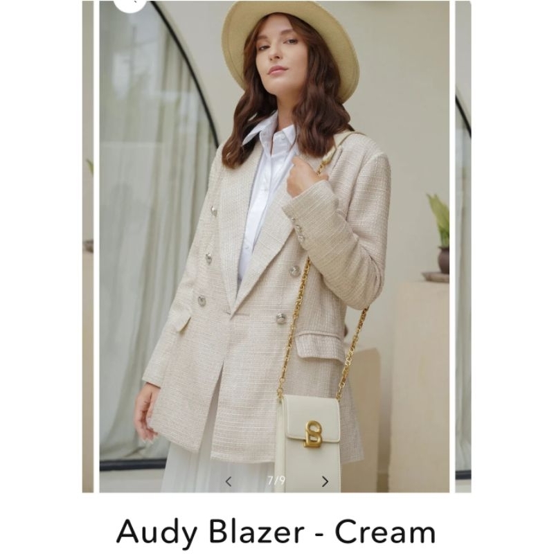 preloved benang jarum buttonscarves Audy blazer cream