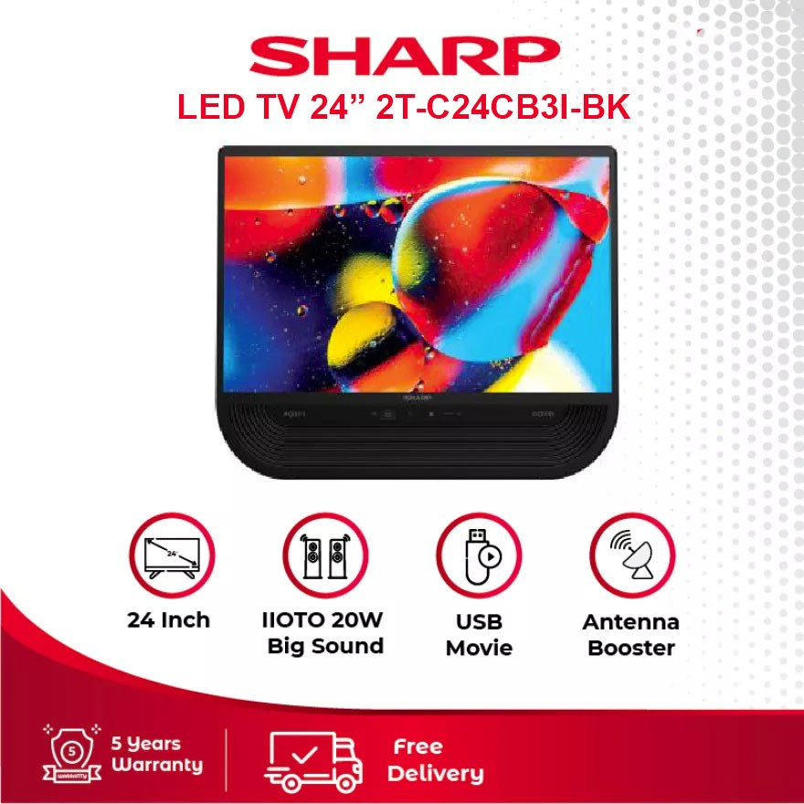 SHARP AQUOS IIOTO LED TV Lifestyle HDMI USB 24 inch 2T-C24CB3I-BK/WH