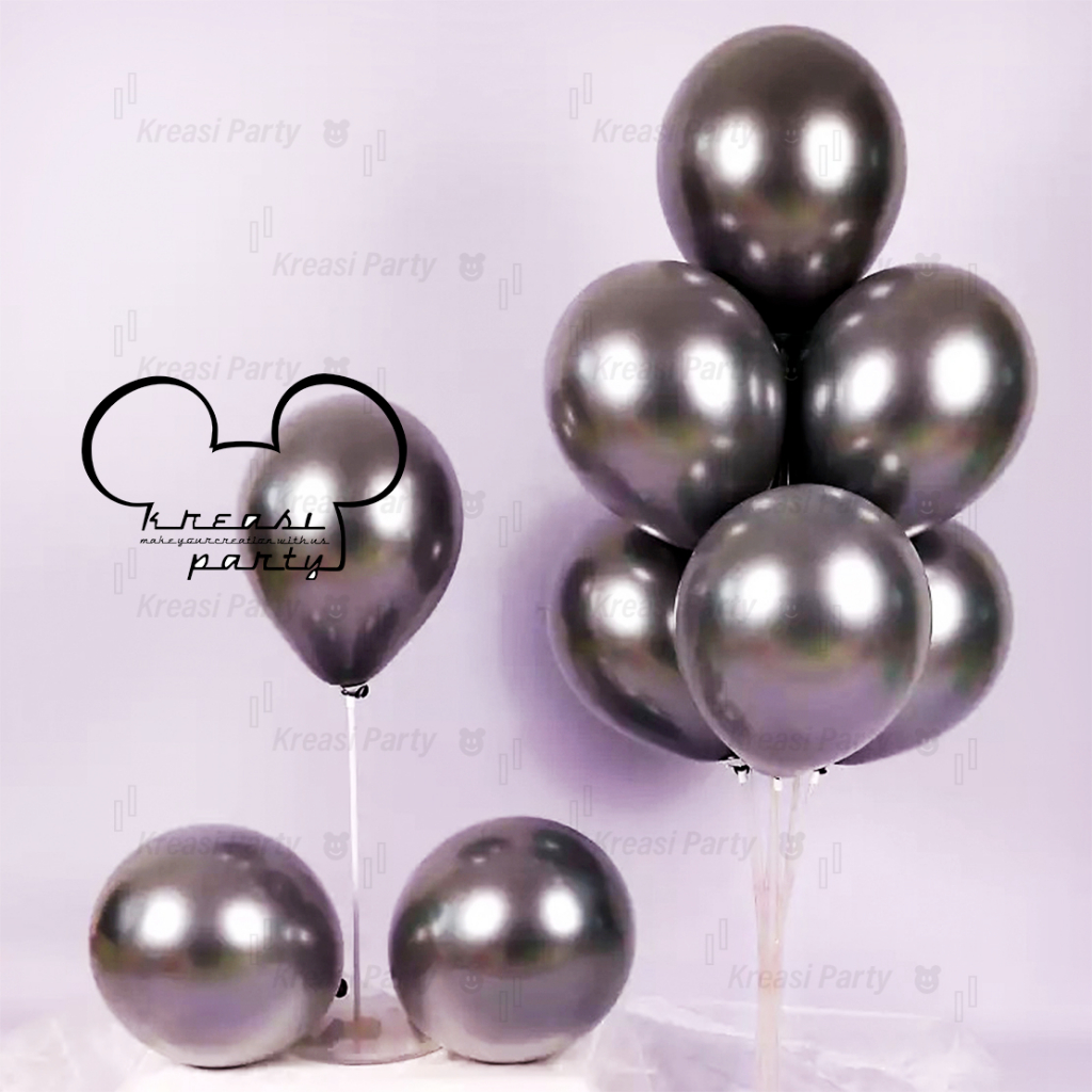 ECER Balon Latex Chrome Hitam / Balon Metalik Chrome / Ballon Chrome Black