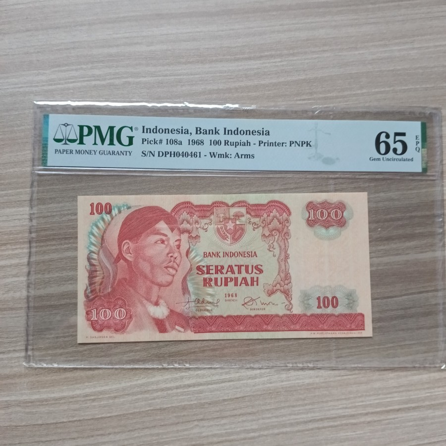 PMG Uang Kuno 100 Rupiah Sudirman 1968 65 EPQ Gem UNC