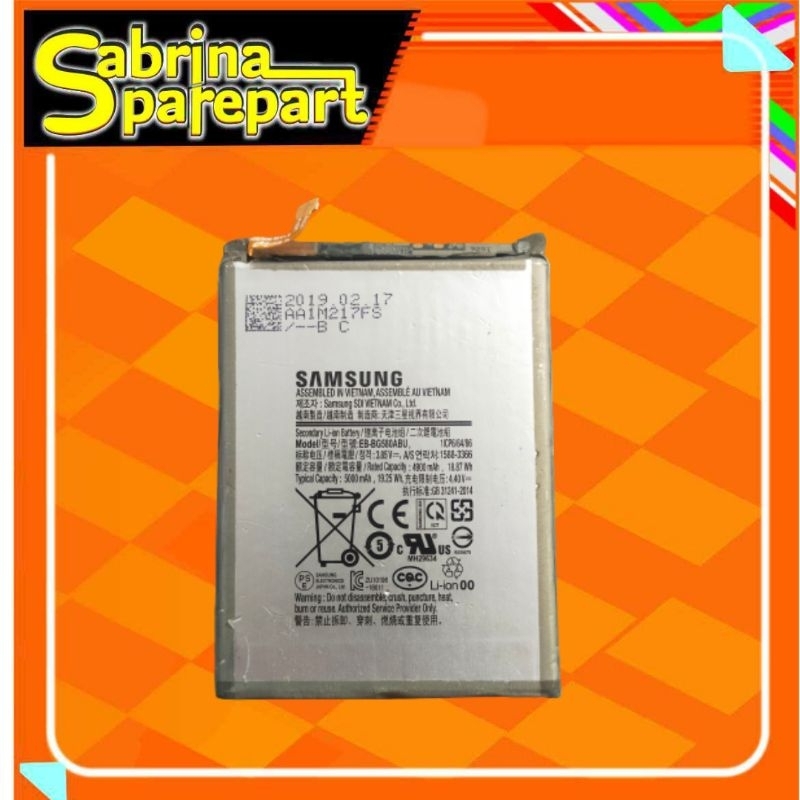 Baterai Samsung Galaxy M20 M30 EB-BG580ABU Original 100 %ORIGINAL /CABUTAN HP