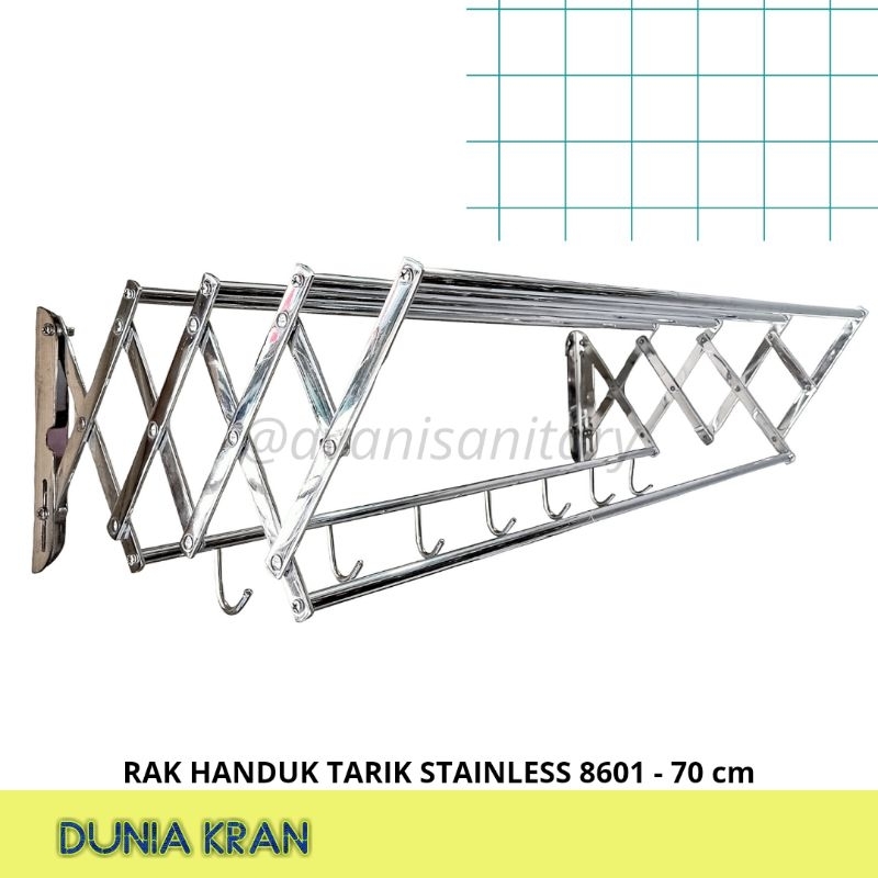 RAK HANDUK TARIK + HOOKS STAINLESS JEMURAN TARIK STAINLESS+ CANTOLAN 8601