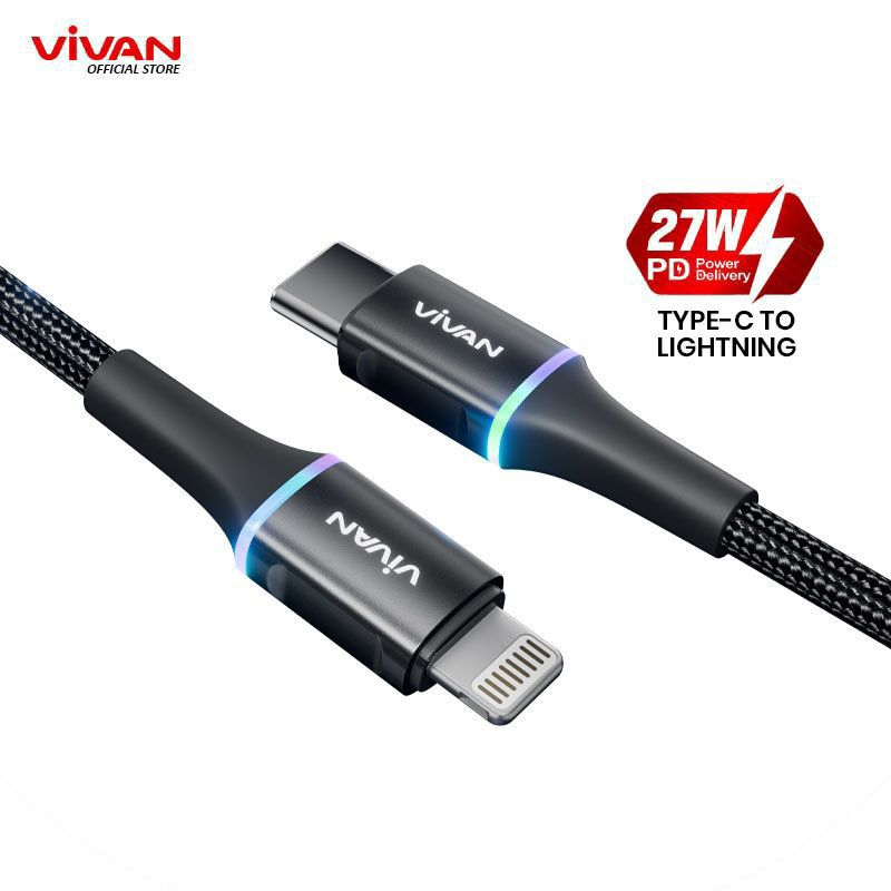 Kabel Data Vivan VDCL 120 Type C to Lightning Fast Charging VDCL120 Black
