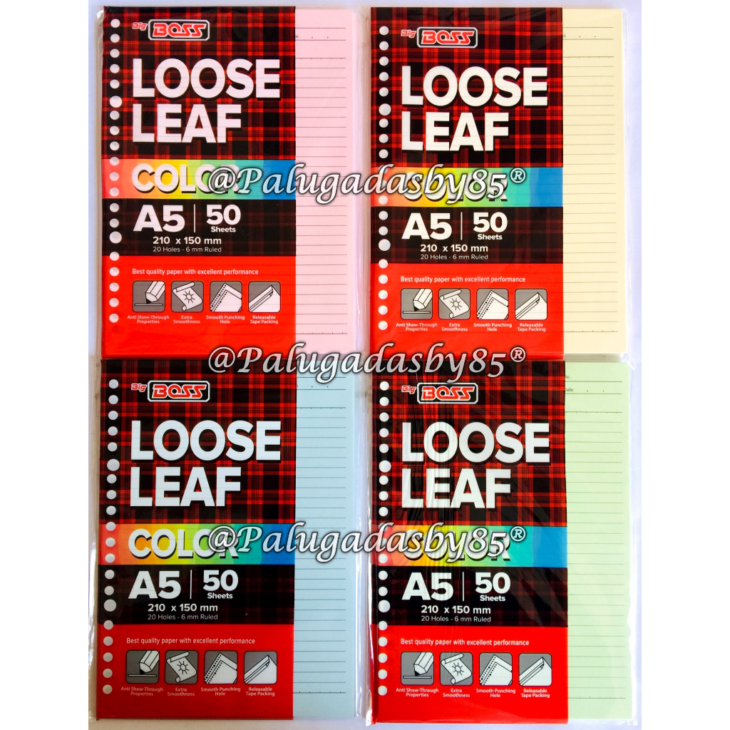 

(1 Pak Isi 50 Lembar) GROSIR Loose Leaf BIG BOSS A5 50 Lembar Warna Bergaris / BigBoss Loose Leaf 50 A5 Warna Bergaris / Isi Kertas File A5 50 / Binder Big Boss A5 50