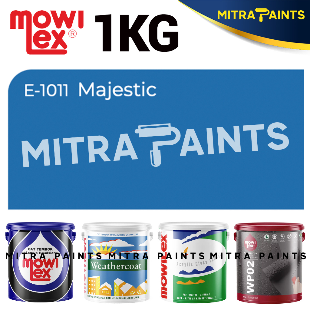 CAT TEMBOK MOWILEX 1 LITER E-1011 MAJESTIC / ACRYLIC WATERPROOF WEATHERCOAT / BIRU