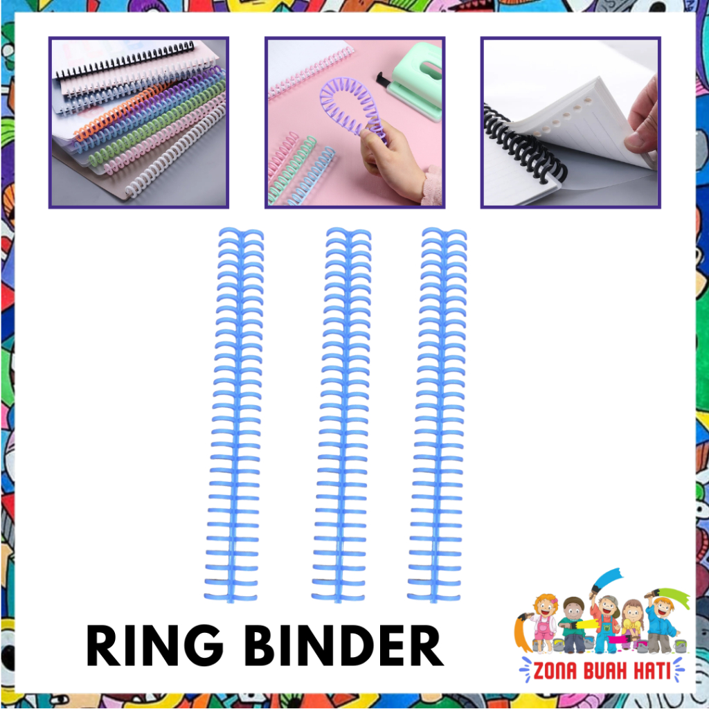 

ZBH Ring Binder Plastik Spiral 30 Lubang DIY Spiral Binder Strip Lingkaran Buku Cincin Pengikat Kertas Buku Album Buku Tempel Buku Spiral A4 Import