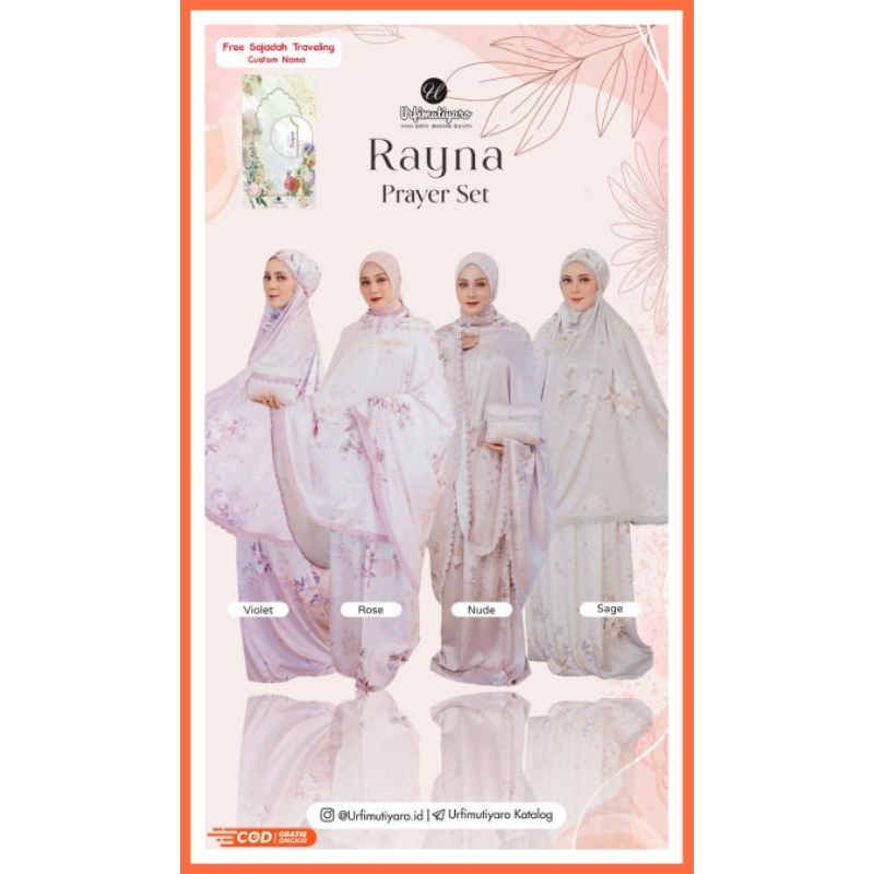 Mukena Wanita Dewasa Polyster Motif Rayna Prayer Set Jumbo by Urfimutiyaro Free Sajadah Travelling P