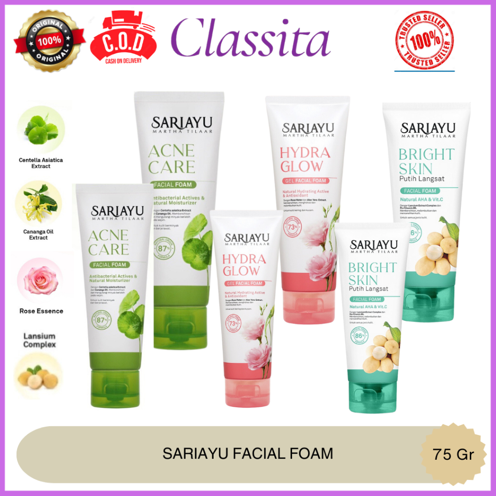 𝐂𝐋𝐀𝐒𝐒𝐈𝐓𝐀.𝐈𝐃 - Sariayu Sabun Pencuci Muka / Sariayu pembersih Wajah / Sariayu Hydra Glow 100GR / Sari