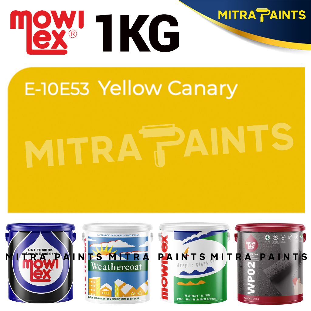 CAT TEMBOK MOWILEX 1 LITER YELLOW CANARY E-10E53 / ACRYLIC WATERPROOF WEATHERCOAT / KUNING