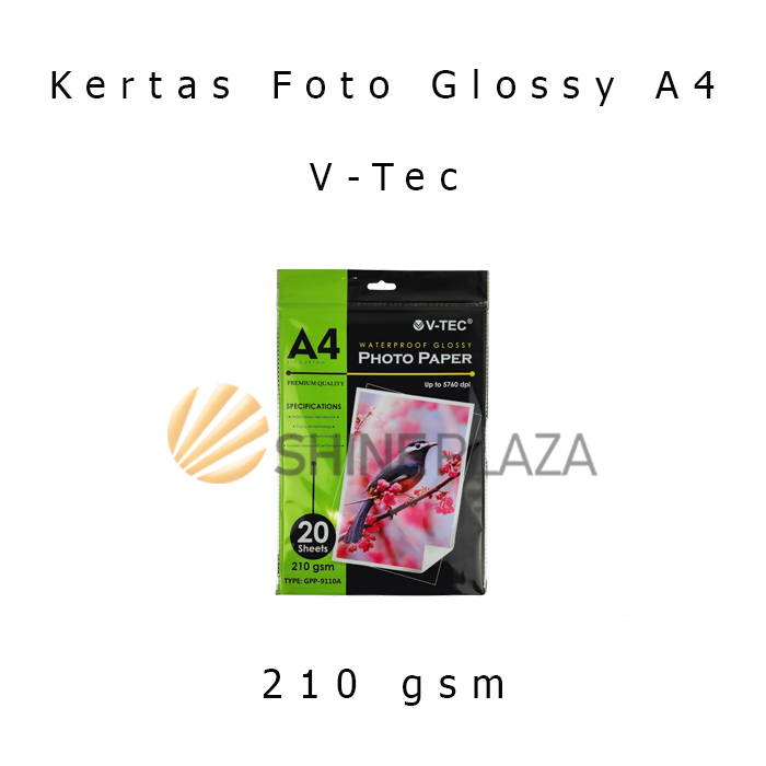 Glossy Photo Paper A4 210gr V-Tec GPP-9110A - Kertas Foto VTec 210 gsm