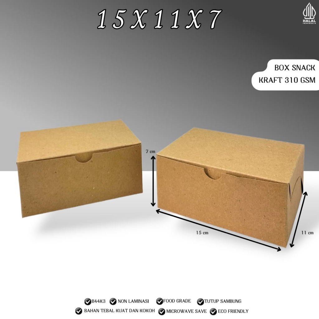 Dus Snack 15x11 Kraft 310 Gsm Dus Kue Box Snack (B.44K3)