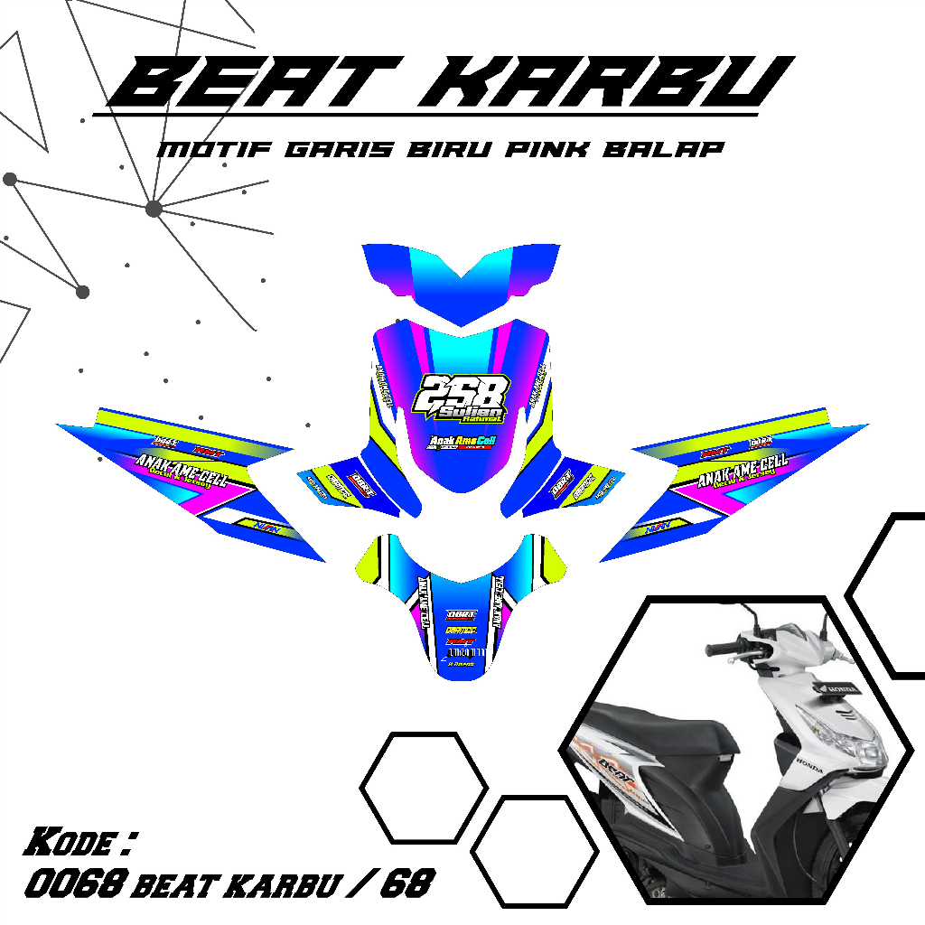 Decal Beat Karbu Full Body -  Street / Esp / Fi / Pop Custom Desain - Striping Sticker Beat