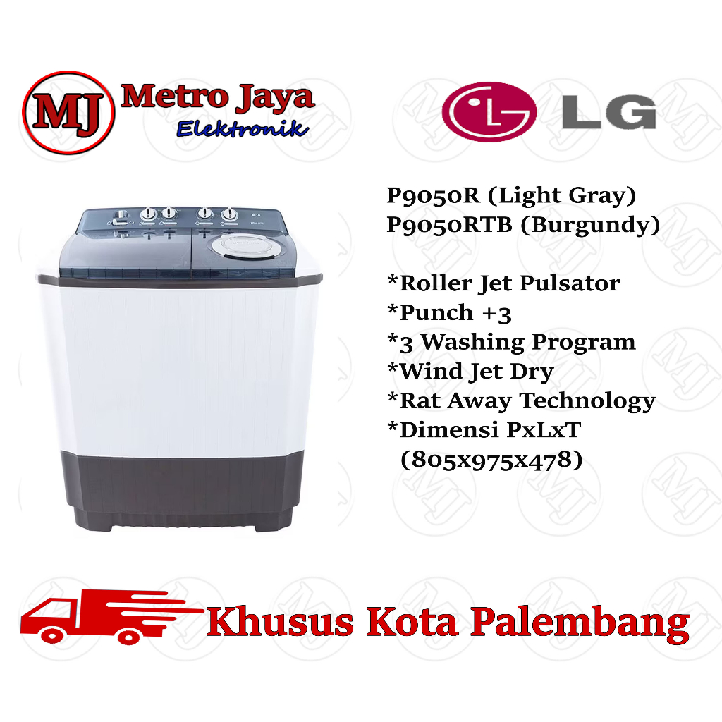MESIN CUCI 2 TABUNG LG 9KG P905R BERGARANSI