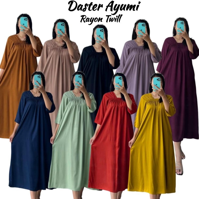 BISA COD GALERIAZKIYA DASTER AYUMI RAYON TWILL/ DASTER AYUMI POLOS/ DRESS TWILL POLOS LENGAN PENDEK 