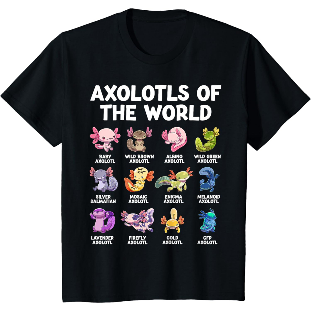 Kaos Baju Anak Bahan Katun Premium Axolotls Of The World Kawaii Types Of Axolotl Fish Amphibian Shor