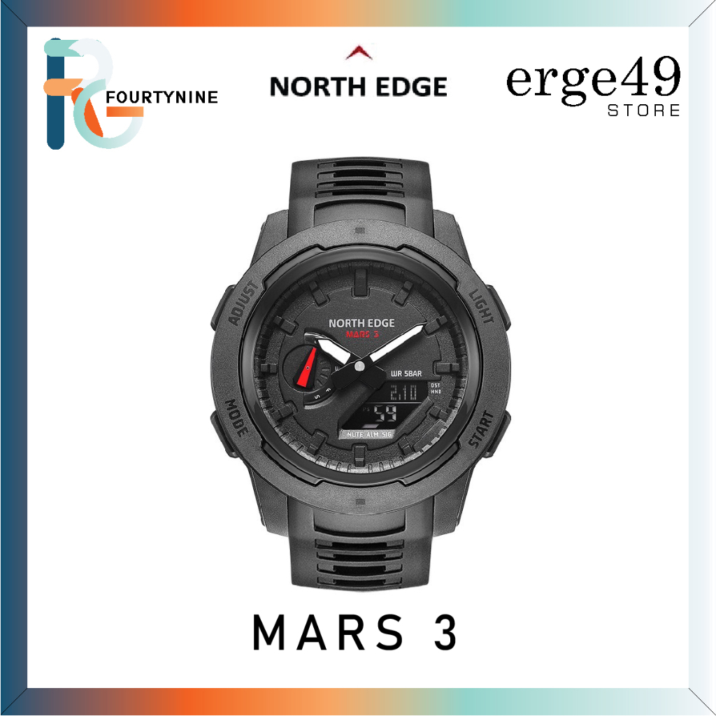 NORTH EDGE MARS 3 CARBON SUPERLIGHT WEIGHT STOPWATCH ALARM MAN WATCH