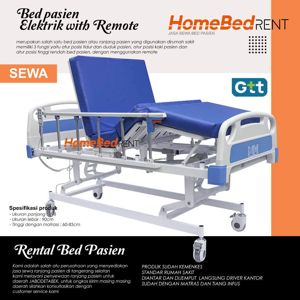 SEWA Bed Pasien Rumah Sakit Elektrik | Ranjang Pasien Electric Remote
