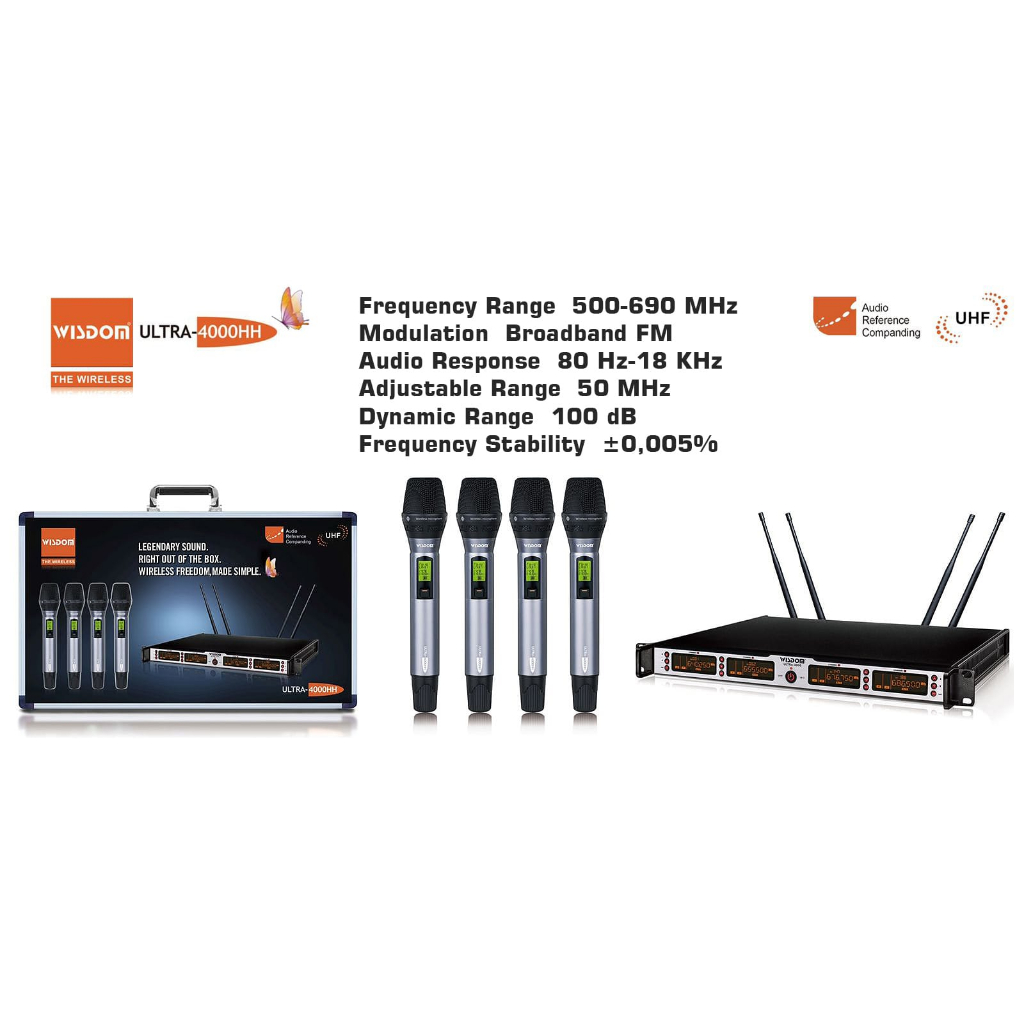 Mic wireless Wisdom ULTRA 4000 / ULTRA4000 Original isi 4 mic pegang