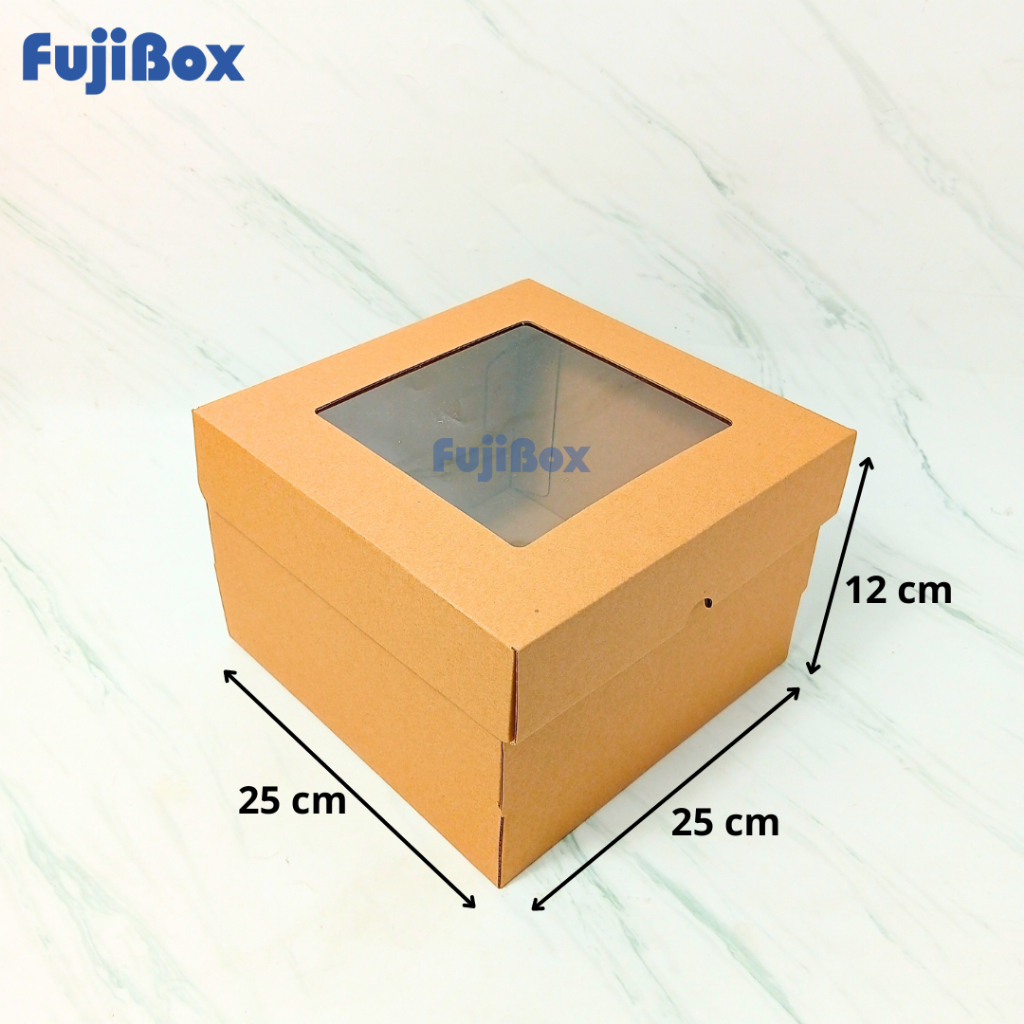 

( 10 Pcs ) E-FLUTE Kotak Puding Cake Kue Tart Bolu Chiffon Karton Corrugated Box 25 x 25 x 12 cm