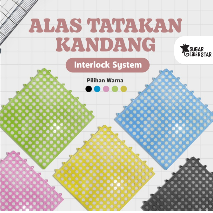 SUGAR GLIDER STAR Interlock Alas Kandang Karet Adjustable