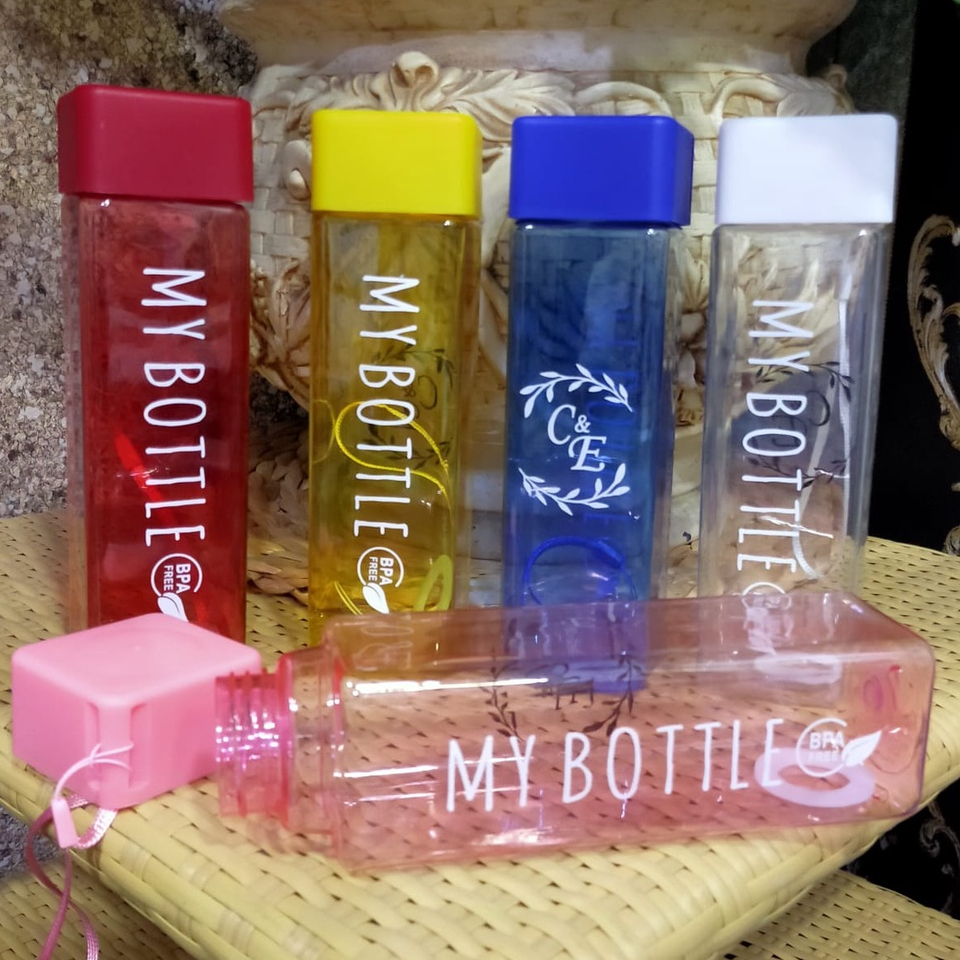 Souvenir Botol Plastik MyBottle Kotak 400ml Botol Minum Botol Infused Water Plastik Botol polos