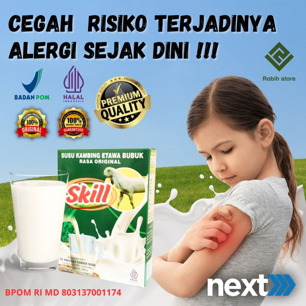 

SUSU SKILL ORIGINAL 250 GRAM | SUSU KAMBING UNTUK ATASI ALERGI PADA KULIT | Bubuk Organik dan Alami Etawa Dairy Milk