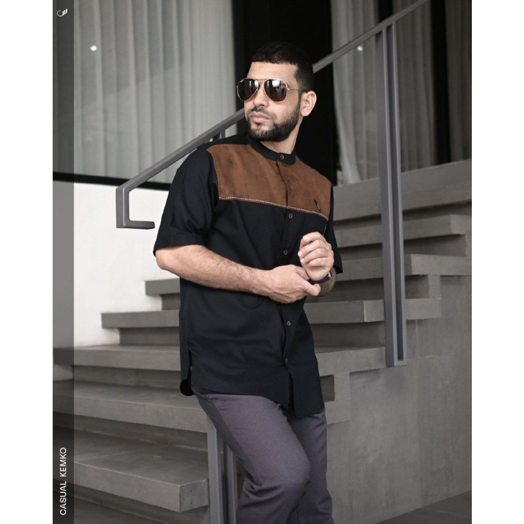 SAMASE KEMKO SUEDE LENGAN PENDEK | A096 - Black