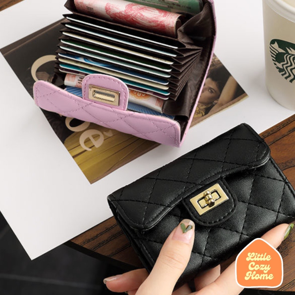 Brigette Leather Card Wallet / Dompet Kulit Wanita Import Lipat Resleting Anak Cewek Perempuan Remaja Photo Card Holder Case Ala Korea Motif Wanita Simple