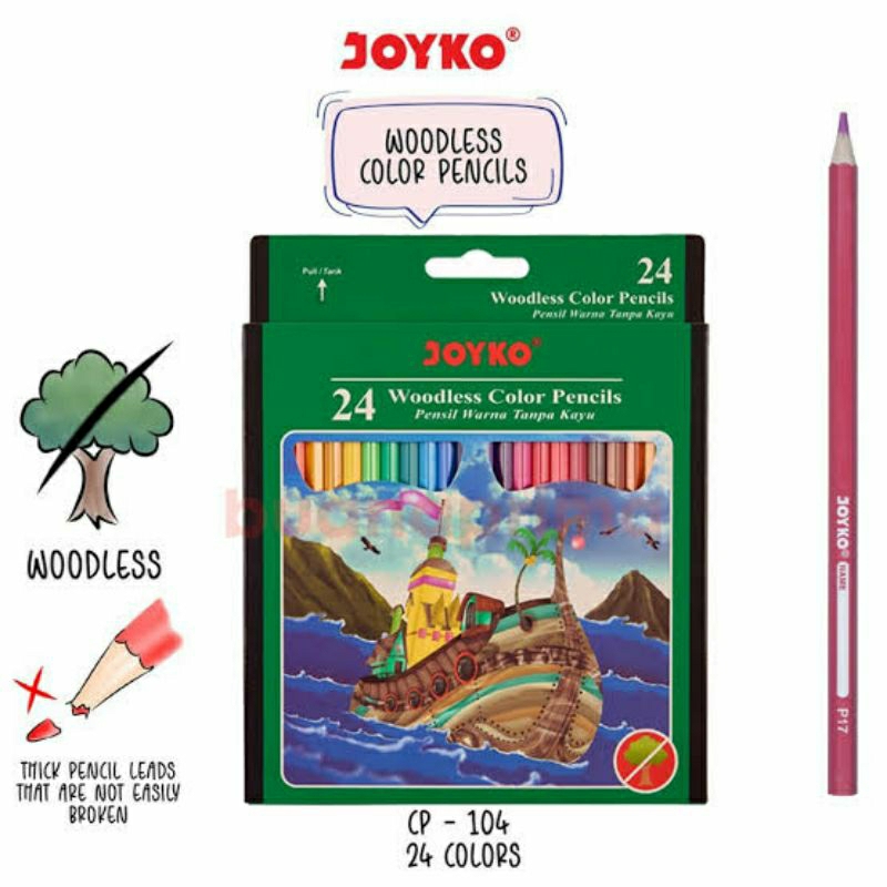 

Pensil Warna Joyko Woodless 24 Warna Panjang CP-104