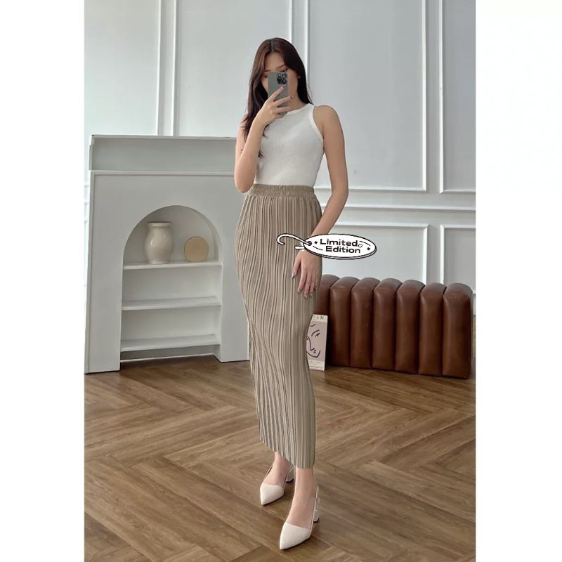 ROK PLISKET POLOS ROK SPANDEK PREMIUM