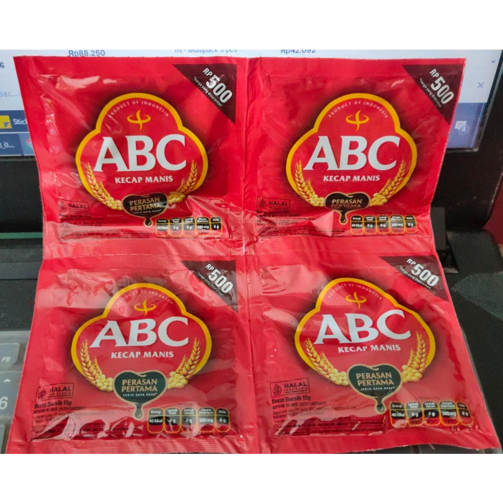 

Kecap manis ABC sachet @15 ml (1 renceng isi 12 )