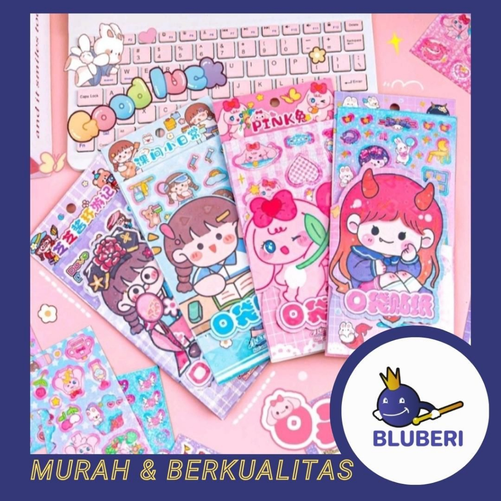 

BLUBERI | STICKER HOLO AESTHETIC ISI 6 PCS DIY STICKER JURNAL ST41